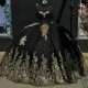 Mexico Black Off The Shoulder Quinceanera Dresses 2024 Sparkly Sequined Gold Applique Lace Beads Corset Ball Gown Sweet 16 15