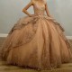 Mexico Champagne Shiny Off The Shoulder Ball Gown Quinceanera Dress Appliques Lace Beaded Birthday Party Gowns Sweet 16 vestidos