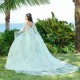 Mint Green Princess Dresses For Quinceanera Applique Lace With Cape Ball Gown Sweet 16 Dresses Gala Vestido De 15 Anos