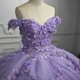 Off Shoulder Ball Gown Lavender Quinceanera Dresses 3D Flower Applique Sweet 16 15 Birthday Dress Vestido De 15 Anos Pageant