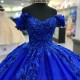 Off Shoulder Navy Blue Shiny Sweet 16 Quinceanera Dress Appliquéd Lace Beads Ball Gown Princess Party Birthday Dress Vestidos 15