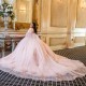 Off Shoulder Pink Quinceanera Dresses Ball Gown Applique Lace Beads With Cape Puffy Sweet 16 Dress Celebrity Party Gowns