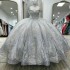 Off Shoulder Silvery Quinceanera Dresses Ball Gown Classic Applique Lace Beads Crystal Tull Sweet 16 Dress Vestidos De 15