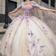 Off The Shooulder Ivory Quinceanera Dresses Beading Sparkly Party Dresses Formal Applique Lace With Cape Gown