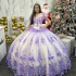 Off The Shoulder Ball Gown Lavender Quinceanera Dresses For Girls Beaded 3D Flowers Birthday Party Gowns Lace Up Back Graduation