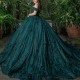 Off The Shoulder Blackish Green Quinceanera Dress Sweet 16 Dress Flower Beaded Crystal Tull Birthday Party Dress vestidos de 15