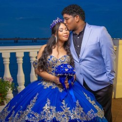 Off The Shoulder Blue Shiny Quinceanera Dress Ball Gown Applique Lace Beading Crystal Tull Sweet 16 Vestidos De 15 Anos