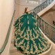 Off The Shoulder Emerald Green Quinceanera Dress Ball Gown Gold Lace Applique Beads Tull Corset Sweet 16 Vestidos De 15 Anos