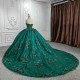 Off The Shoulder Emerald Green Shiny Quinceanera Dresses Appliques Flower Beads Vestidos De 15 Formal Princess Party Dress