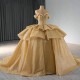 Off The Shoulder Gold Shiny Quinceanera Dress Ball Gown Beads Tulle Princess Sweet 16 Vestido De XV Anos Brithday Party Gown