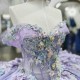 Off The Shoulder Lavender Shiny Quinceanera Dress Ball Gown Lace Applique Beading Tull Mexico Corset Sweet 16 Vestidos De 15 Anos