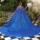 Off The Shoulder Navy Blue Shiny Quinceanera Dress Ball Gown Sequined Lace Applique Beading Sweet 16 Vestidos De 15 Anos