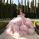 Off The Shoulder Pink Quinceanera Dresses Tulle Tiered Beading Pageant Lace Up Vestidos De 15 Anos 2024 Princess Ball Gown