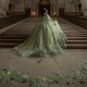 Off The Shoulder Sage Green Quinceanera Dresses Ball Gown Appliques Lace Beads Tull Sweet 16 Party Wear Vestidos 15 De Novia