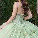 Off The Shoulder Sage Green Shiny Quinceanera Dress Ball Gown Appliques Lace Beads Crystal Tull Sweet 16 Vestidos De 15 Anos