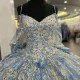 Off The Shoulder Sky Blue Quinceanera Dress Appliques Flower Beads Birthday Party Gowns Graduation Sweet 16 Vestidos De 15 Anos