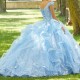 Off The Shoulder Sky Blue Quinceanera Dresses Ball Gown Princess Sparkly Beads Redtie Tull Sweet 16 Dress Vestidos De XV 15 Anos