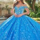 Off The Shouler Sky Blue Shiny Ball Gown Quinceanera Dresses Appliques Lace Flower Beaded Tull Party Gowns Vestidos 15 XV Anos