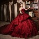 Off shoulder Red Shiny Princess Sweetheart Quinceanera Dresses Gillter Applique Lace-up Corset Charro Vestido Xv 15 anos mexican