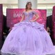 Off the Shoulder Ball Gown Tiered Beaded Appliques Lace 3D Flower Lavender Sequin Quinceanera Dress Princess Sweet 16 Vestidos