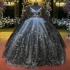 Off the Shoulder Black Princess Quinceanera Dresses Ball Gown 2024 Sweet 16 Dress Beads Appliques Lace Tull 15th Party Gown