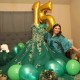 Off the Shoulder Emerald Green Ball Gown Quinceanera Dresses Floral Appliques Lace Beads Corset Vestidos De 15 Anos