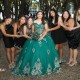 Off the Shoulder Emerald Green Ball Gown Quinceanera Dresses Floral Appliques Lace Beads Corset Vestidos De 15 Anos