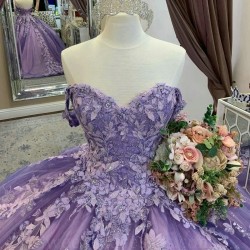 Off the Shoulder Lavender Sequins Quinceanera Dresses Ball Gown Appliques Lace Beaded Mexican Sweet 16 Dresses 15 Anos