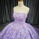 Off the Shoulder Lavender Shiny Princess Quinceanera Dresses Ball Gown Sweet 16 Dress Lace Beads Crystal Party Gown Vestidos 15