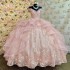 Off the Shoulder Pink Shiny Quinceanera Dresses Princess Corset Appliques Lace Beads Birthday Party Sweet 16 Vestidos De 15