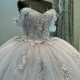 Princess Sky Blue Quinceanera Dresses Ball Gowns Applique Lace Long Train Lace Up Vestidos De 15 Anos Birthday Party Gowns