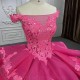 Rose Red Shiny Quinceanera Dress Ball Gown Off The Shoulder Sequin Lace Applique Tull Corset Sweet 16 Vestidos De 15 Anos