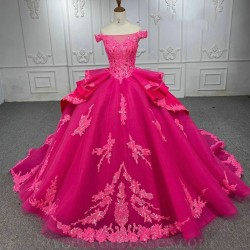 Rose Red Shiny Quinceanera Dress Ball Gown Off The Shoulder Sequin Lace Applique Tull Corset Sweet 16 Vestidos De 15 Anos