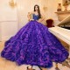 Ruffles Purple Princess Quinceanera Dresses Ball Gown Beads Crystals Tull Birthday Party Sweet 16 Dress Vestidos De 15