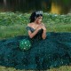 Sequined Emerald Green Quinceanera Dresses 2024 Princess Sweet 16 Years Girl Birthday Party Dresses Beads Vestidos 15 De