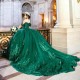 Sequined Green Crystal Beading Appliques Lace Quinceanera Dresses Ball Gown Off The Shoulder Corset Vestidos De 15 Anos