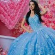 Sequins Sky Blue Shiny Quinceanera Dress Lace Applique Beading Off the Shoulder Mexican Sweet 16 Vestidos De XV 15 Anos