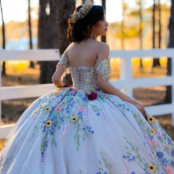 Sexy Sweetheart Ball Gown Beaded Quinceanera Dress Off the Shoulder Princess Corset Dresses Appliques Lace Beads Vestidos De 15