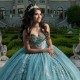 Shiny Blue Quinceanera Dress Sweet 16 Girl Sequined Beaded Applique Lace Tull Graduatin Party Prom Dress vestidos de 15