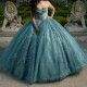 Shiny Blue Quinceanera Dress Sweet 16 Girl Sequined Beaded Applique Lace Tull Graduatin Party Prom Dress vestidos de 15