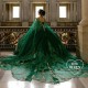 Shiny Emerald Green Ball Gown Quinceanera Dresses Gold Applique Beads With Cape Sweet 16 Dress Pageant Gowns Vestidos De 15 Anos