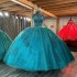 Shiny Emerald Green Quinceanera Dresses Ball Gown Birthday Party Dress Lace Up Graduation Gown Sweetheart Swet vestidos 15 de