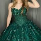 Shiny Emerald Green Quinceanera Dresses For 16 Girl Appliques Lace Beading With Cape Princess Ball Gowns Birthday Prom Dress