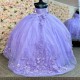 Shiny Lavender Princess Quinceanera Dresses Ball Gown Off The Shoulder Tulle Appliques Lace Sweet 16 Dresses 15 Anos