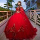 Shiny Red Ball Gown Quinceanera Dress Corset Lace Appliques Beading With Cape Sequins Sweet 16 Dress Vestidos De XV Anos 15 de