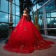 Shiny Red Ball Gown Quinceanera Dress Corset Lace Appliques Beading With Cape Sequins Sweet 16 Dress Vestidos De XV Anos 15 de