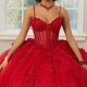 Spaghetti Strap Red Shiny Princess Quinceanera Dress Ball Gown Lace Applique Beading Bow Corset Sweet 16 Dress Vestido 15De Anon