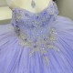 Sparkly Lavender Quinceanera Dress 2024 Ball Gown Appliques Lace Beading Sequins Puffy Skirt Sweet 16 Dress