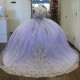 Sparkly Lavender Quinceanera Dress 2024 Ball Gown Appliques Lace Beading Sequins Puffy Skirt Sweet 16 Dress