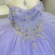 Sparkly Lavender Quinceanera Dress 2024 Ball Gown Appliques Lace Beading Sequins Puffy Skirt Sweet 16 Dress